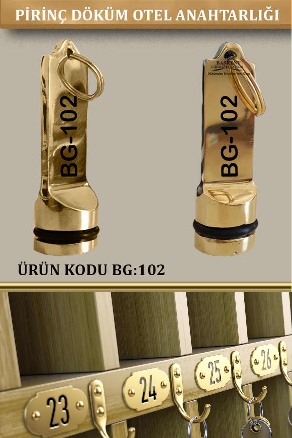 BG-102 Pirinç Otel Anahtarlığı